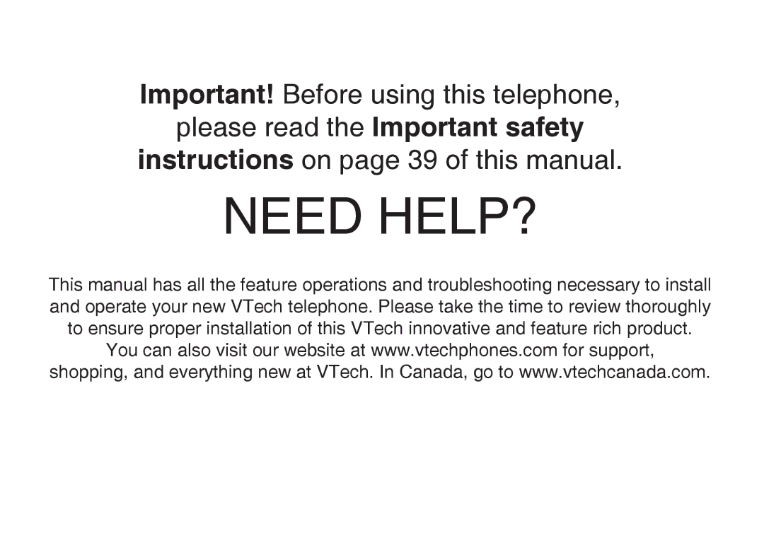 VTech i6789, i6790 important safety instructions Need HELP? 