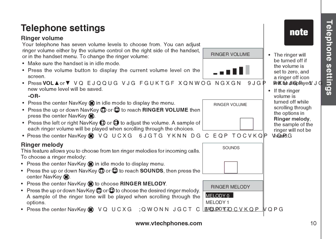 VTech i6789, i6790 important safety instructions Ringer volume, Ringer melody 