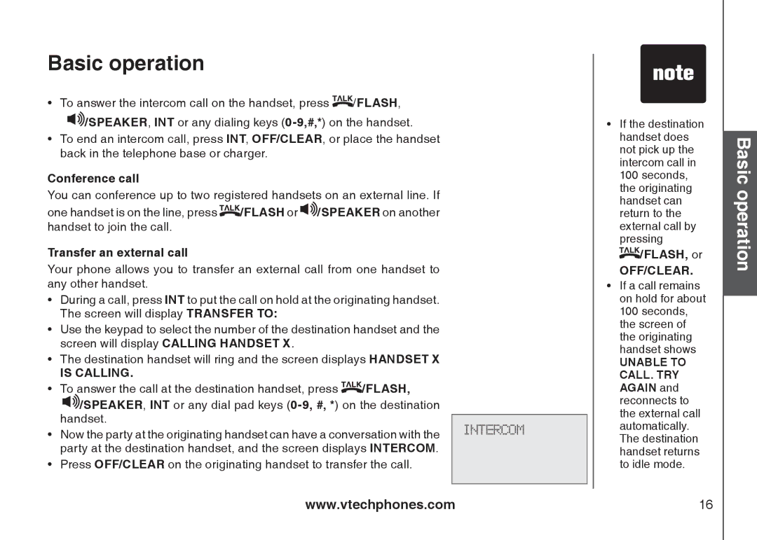 VTech i6789, i6790 important safety instructions Conference call, Transfer an external call, FLASH, or 