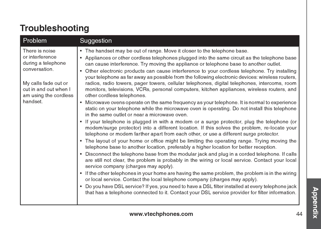 VTech i6789, i6790 important safety instructions Troubleshooting 