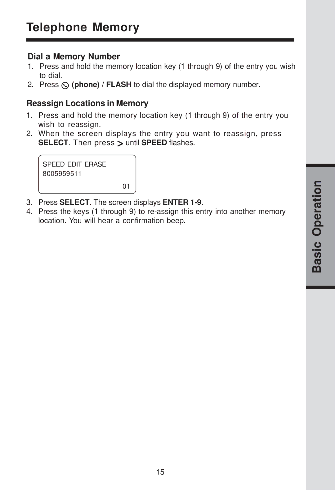 VTech ia5829 manual Dial a Memory Number, Reassign Locations in Memory 