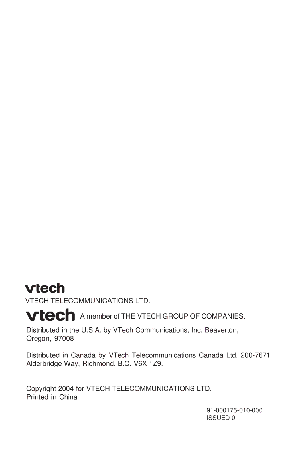 VTech ia5829 manual Issued 