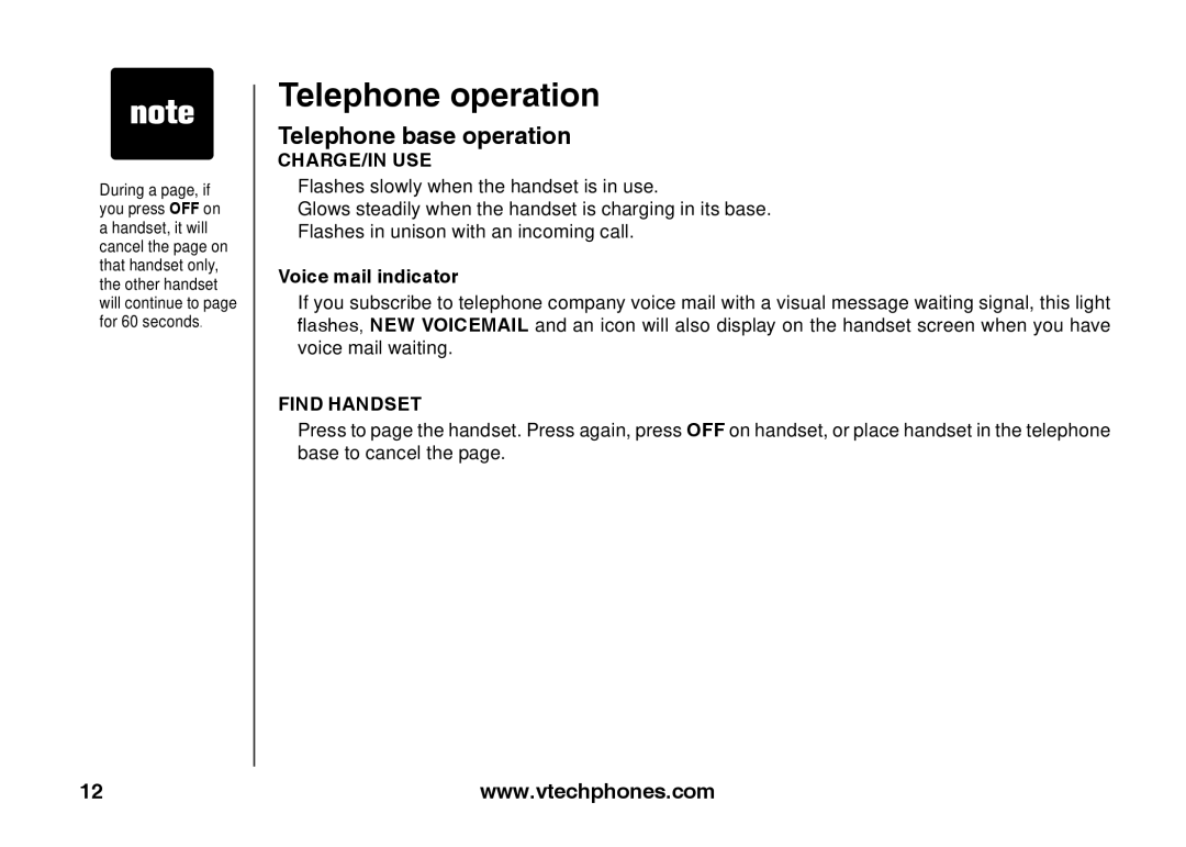 VTech ia5847 manual Telephone base operation, Voice mail indicator 