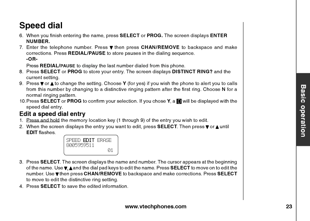 VTech ia5847 manual Edit a speed dial entry, Number 