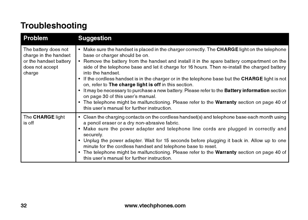 VTech ia5847 On page 30 of this user’s manual, This user’s manual for further instruction, Charge light 