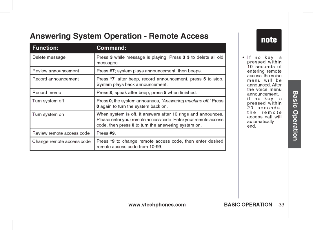 VTech Ia5854 manual Again to turn the system back on, Turn system on, Code, then press 0 to turn the answering system on 