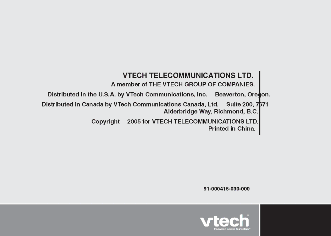 VTech IA5864 manual 91-000415-030-000 