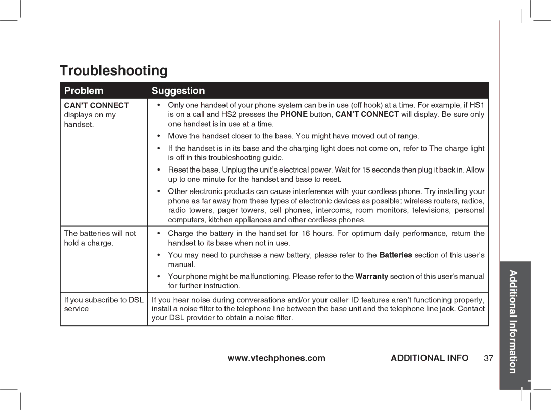 VTech ia5874, ia5876, ia5877 user manual Manual, For further instruction, If you subscribe to DSL, Service 