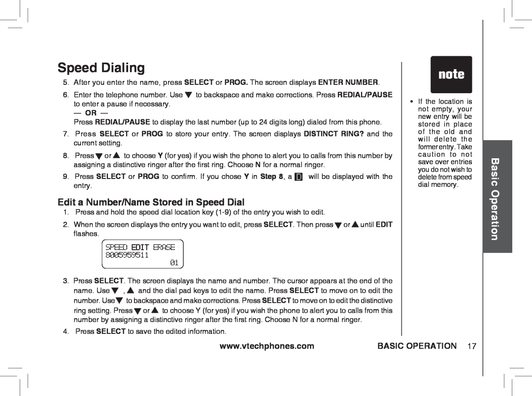 VTech ia5876, ia5877, ia5874 user manual Edit a Number/Name Stored in Speed Dial, Speed Dialing, Basic Operation 