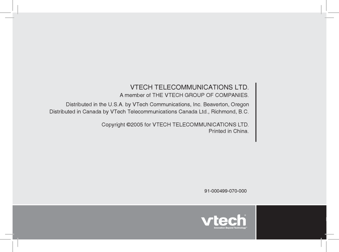 VTech ia5876, ia5877, ia5874 user manual A member of THE VTECH GROUP OF COMPANIES, Printed in China 