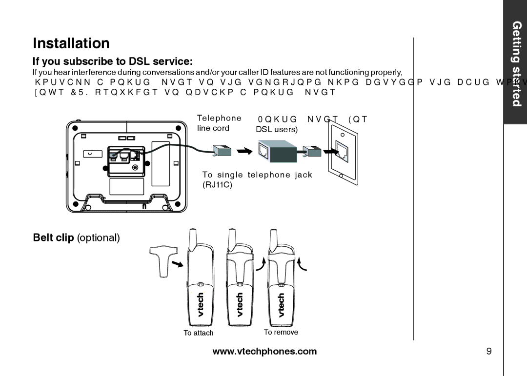 VTech IA5879 manual If you subscribe to DSL service, Belt clip optional 