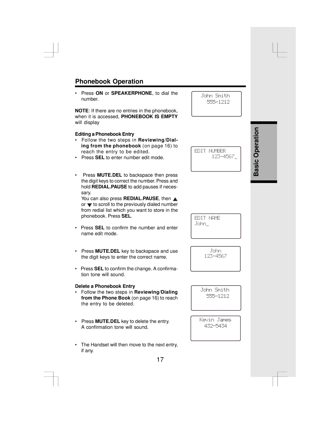 VTech IP 5850 important safety instructions Editing a Phonebook Entry, Delete a Phonebook Entry 