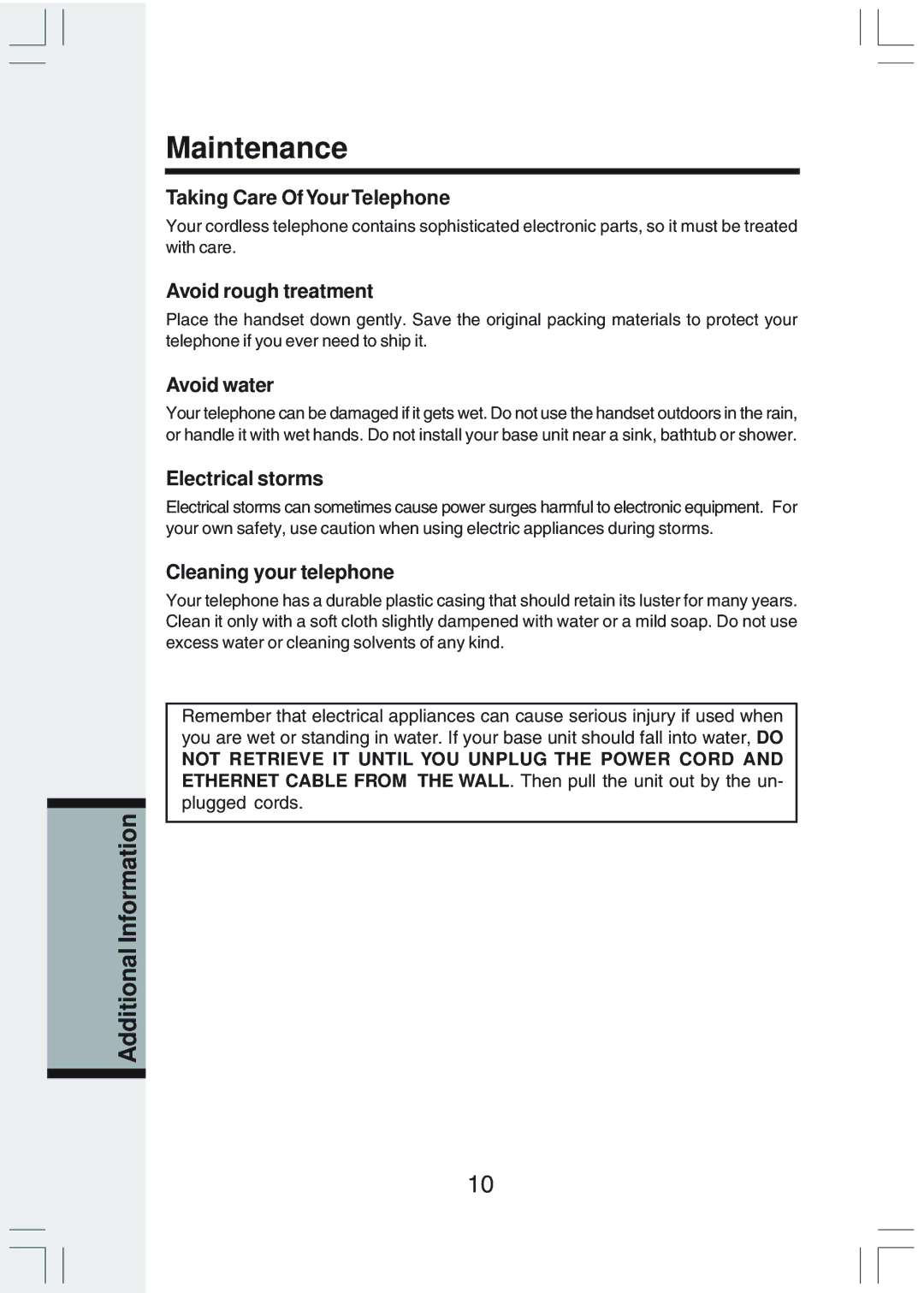 VTech IP 811 manual Maintenance 