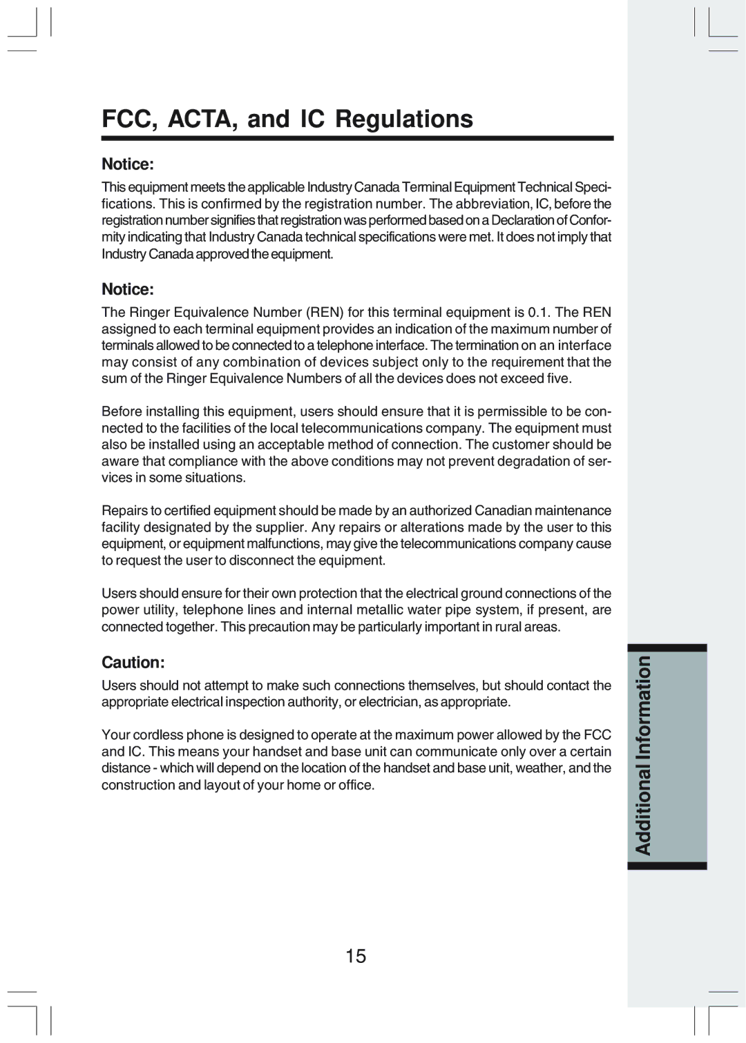 VTech IP 811 manual FCC, ACTA, and IC Regulations 