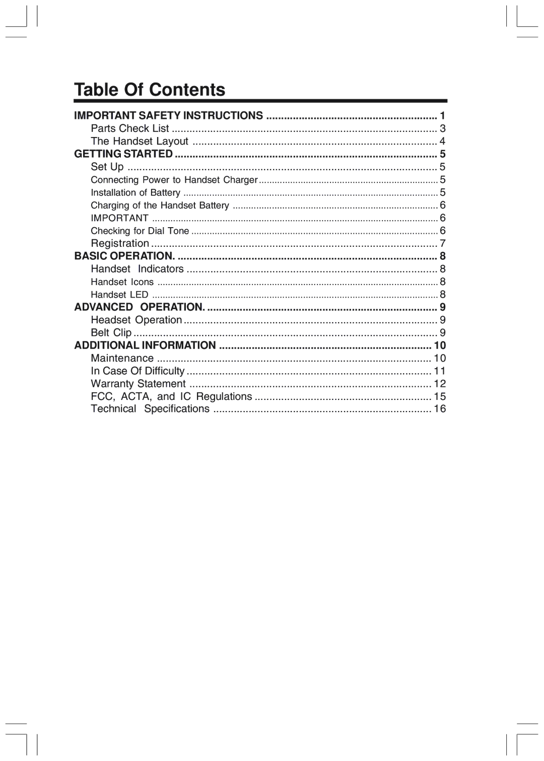 VTech IP 811 manual Table Of Contents 