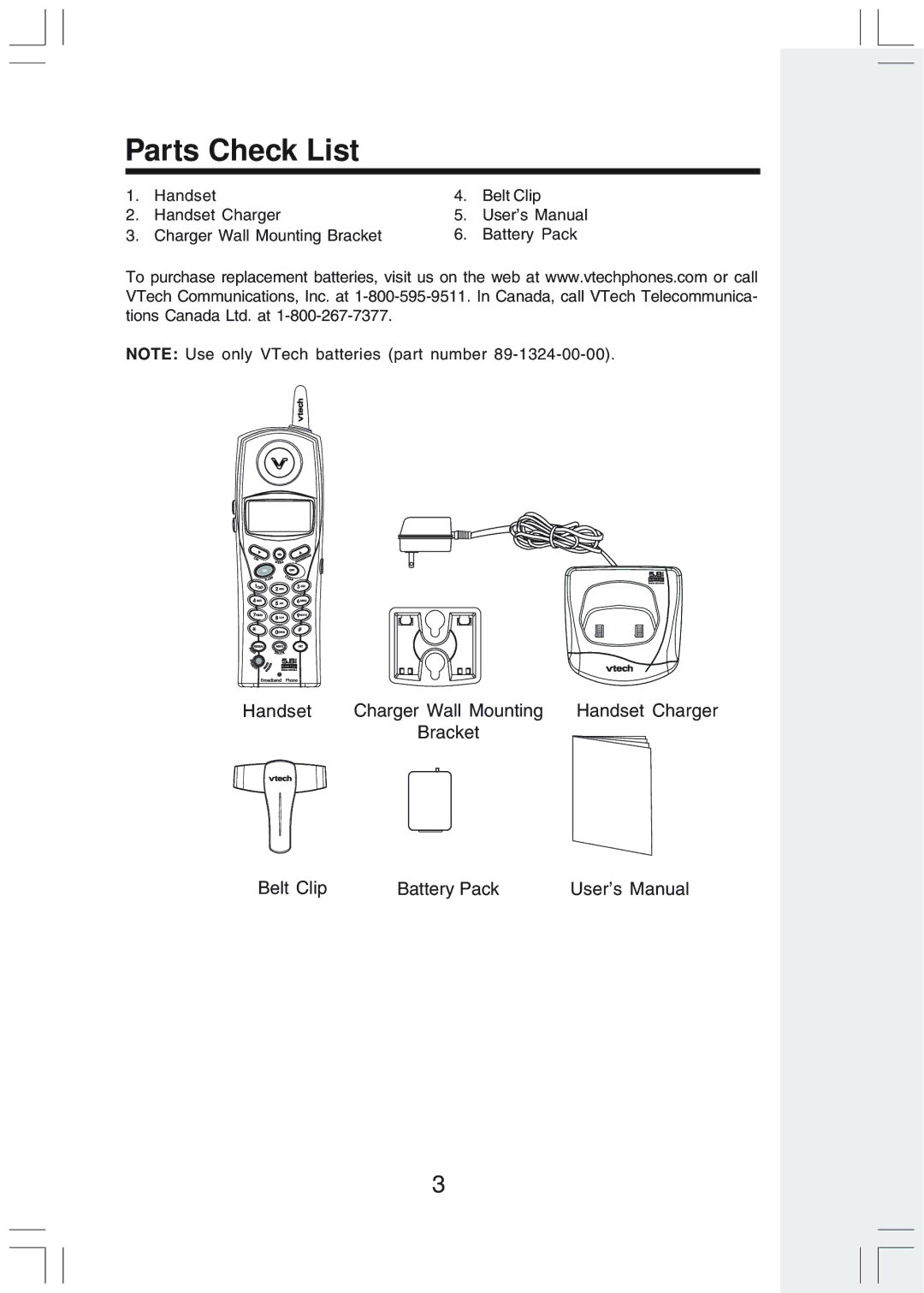 VTech IP 811 manual Parts Check List 