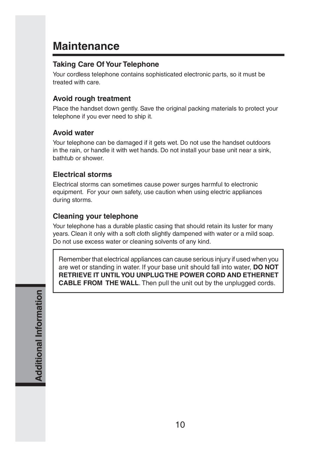 VTech IP811 user manual Maintenance 