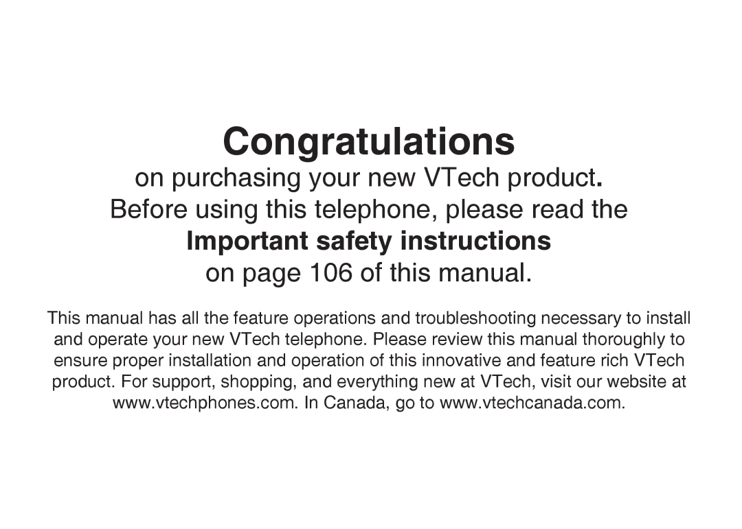 VTech IP8300 user manual Congratulations 