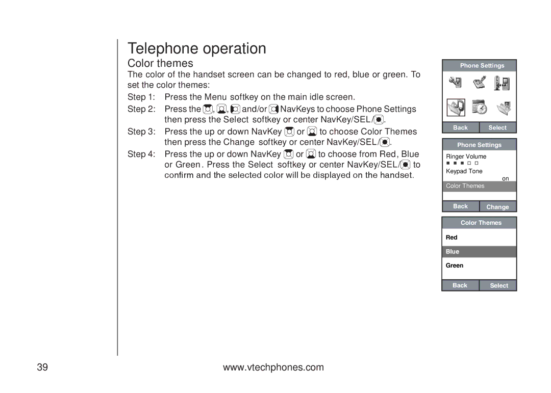 VTech IP8300 user manual Color themes 