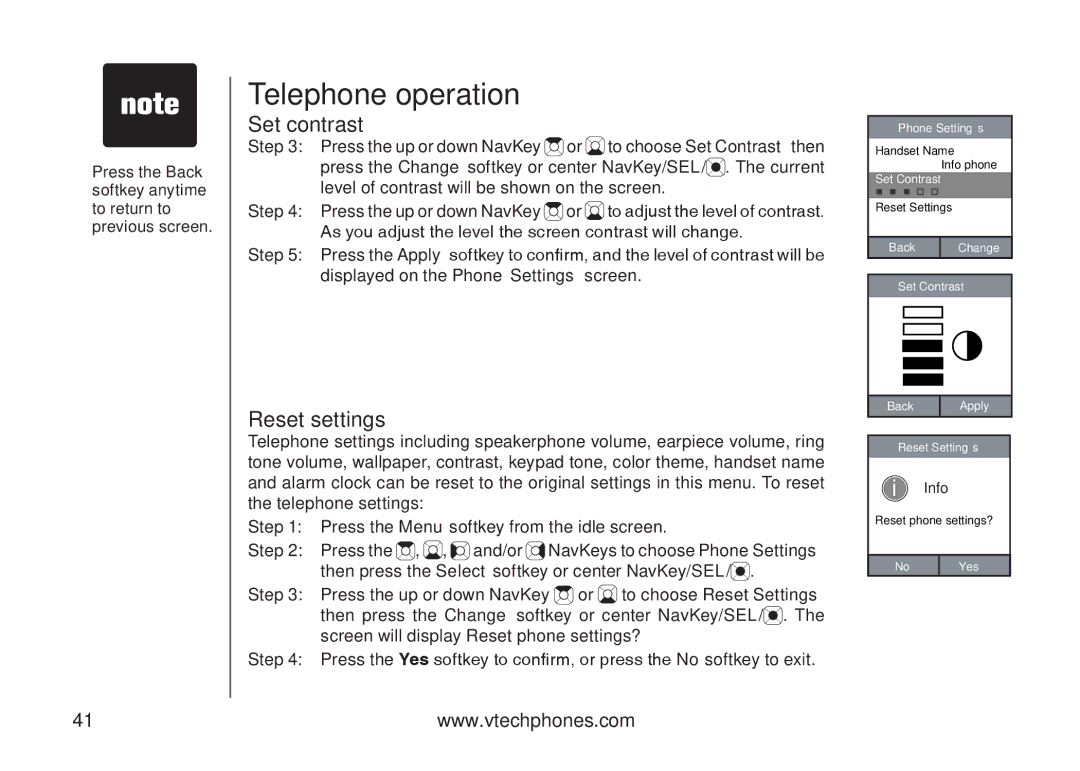 VTech IP8300 user manual Reset settings 