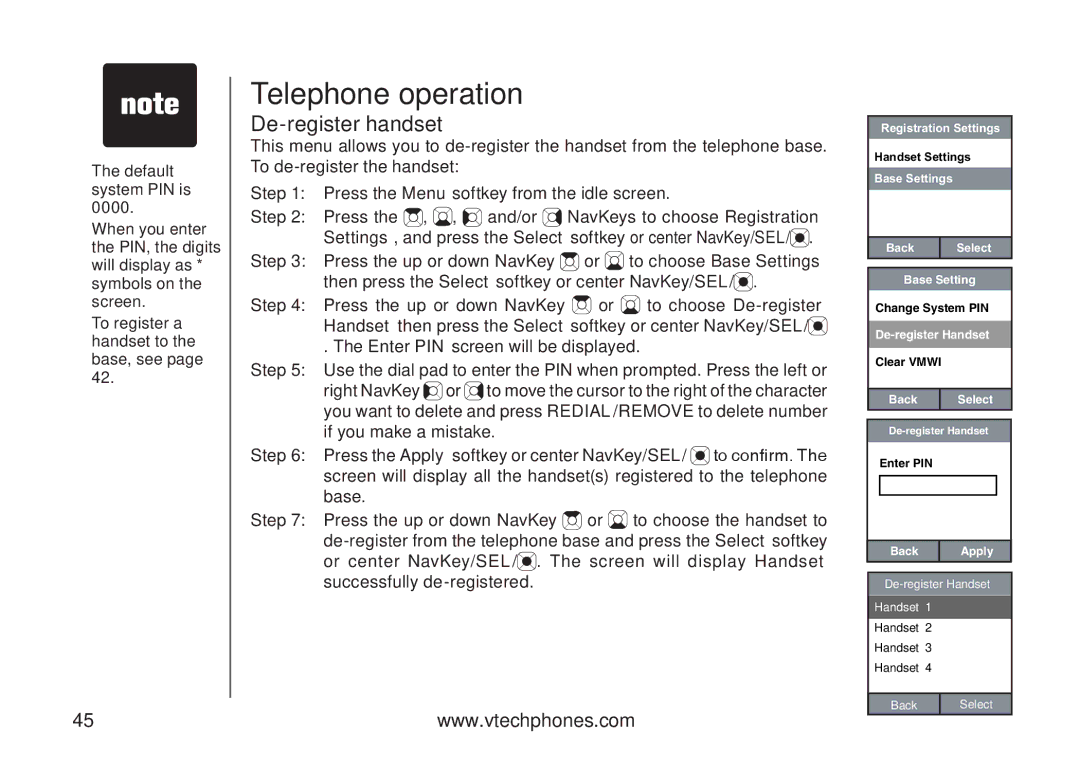 VTech IP8300 user manual De-register handset 