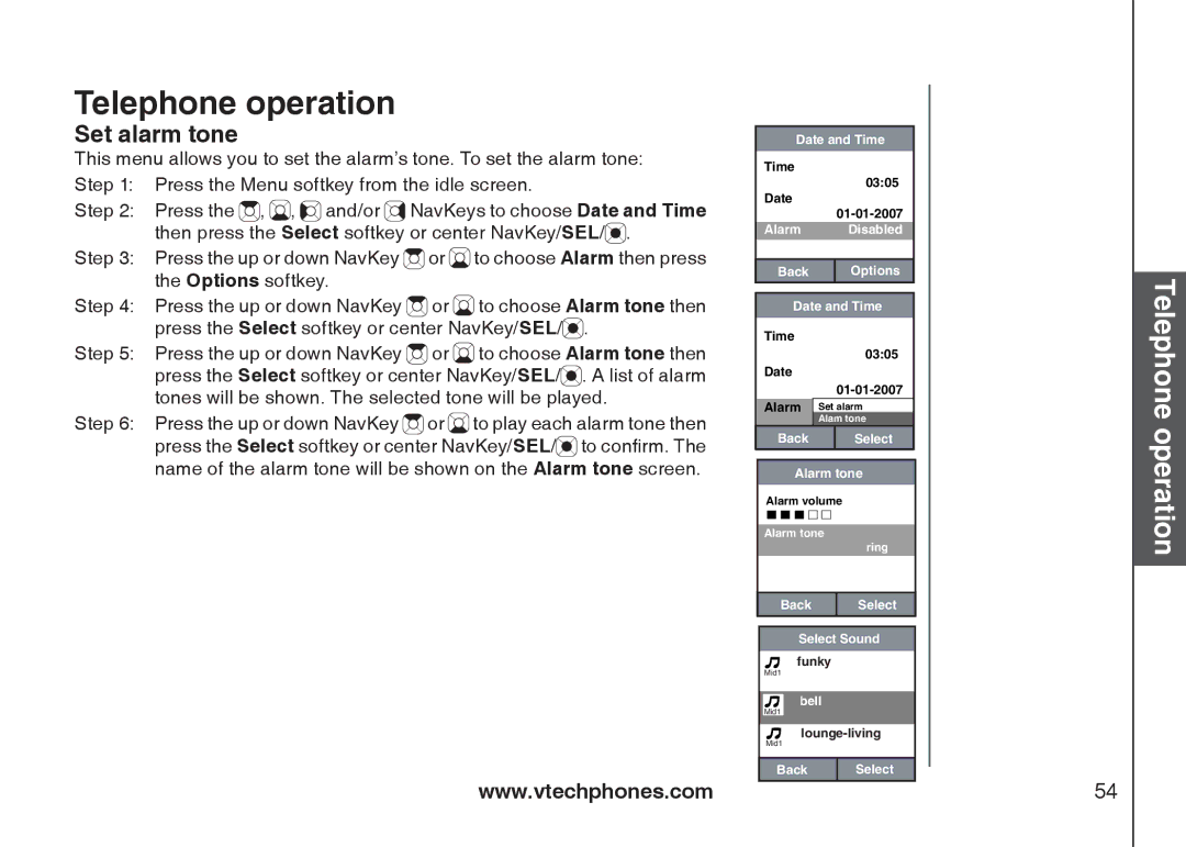 VTech IP8300 user manual Set alarm tone 