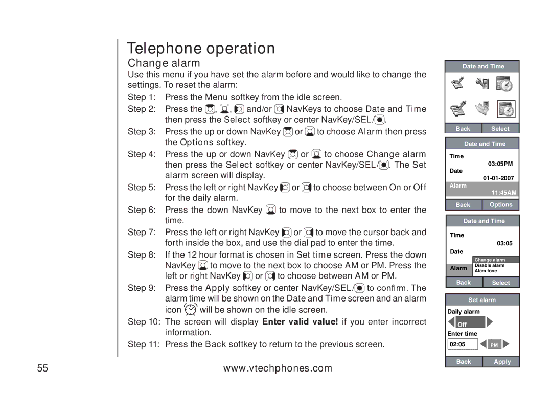 VTech IP8300 user manual Change alarm 