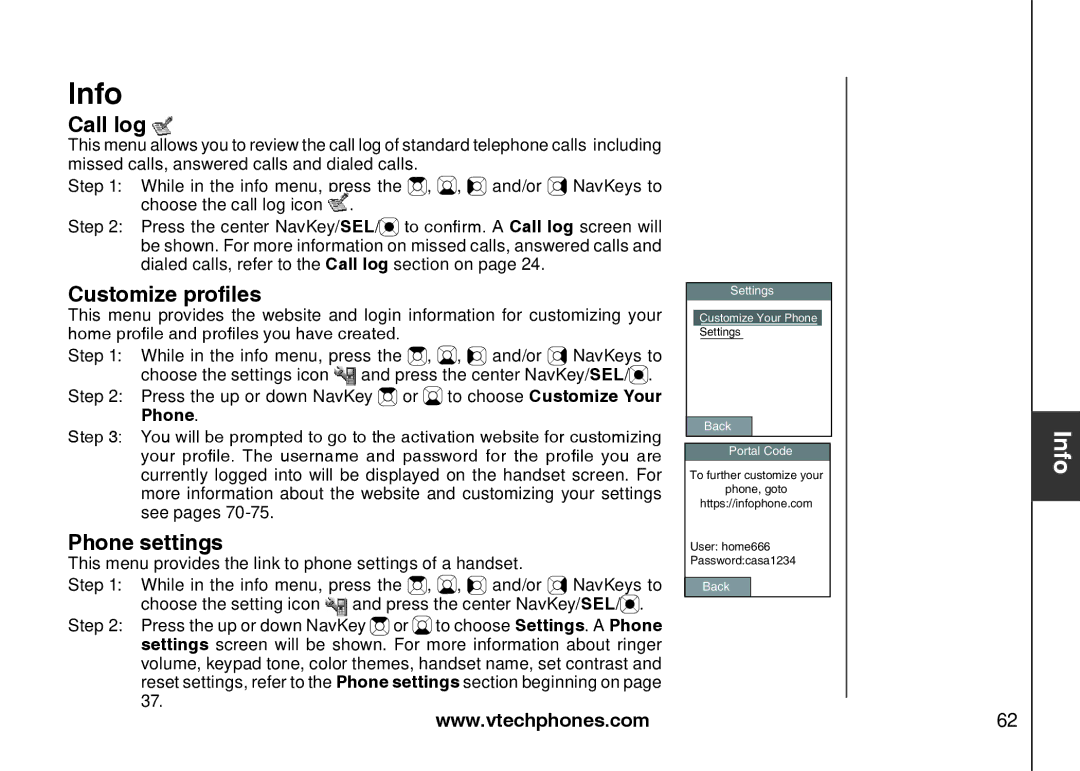 VTech IP8300 user manual Customize profiles, Phone 