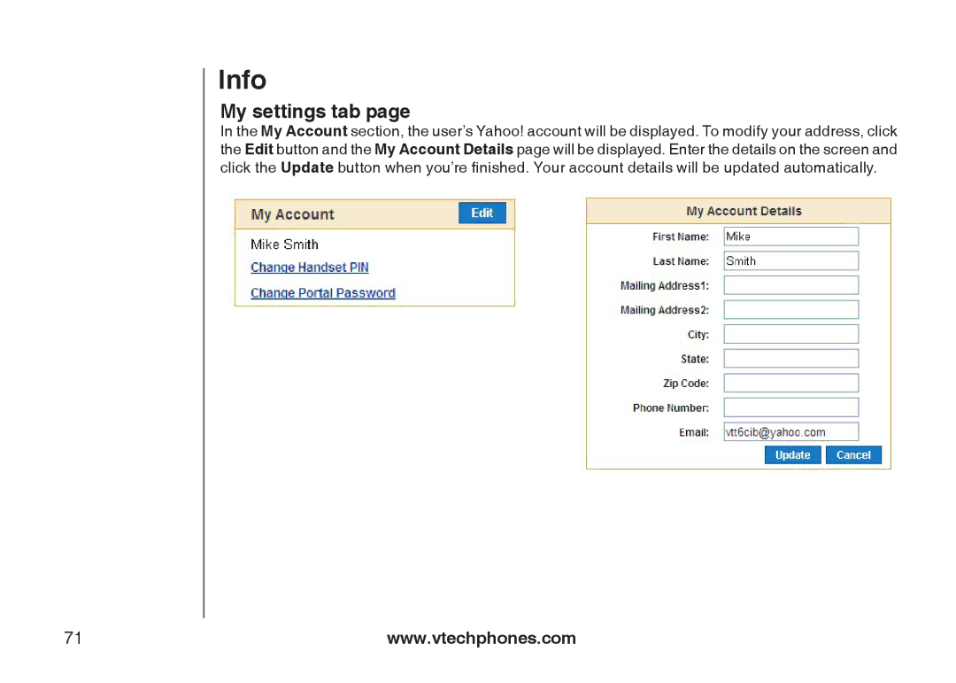 VTech IP8300 user manual Info 