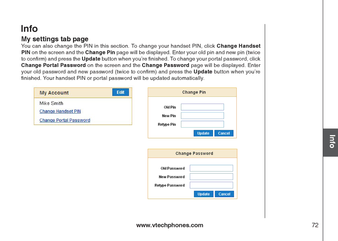 VTech IP8300 user manual Info 