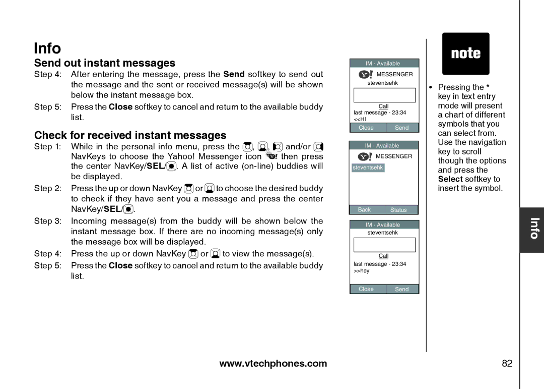 VTech IP8300 user manual Check for received instant messages 