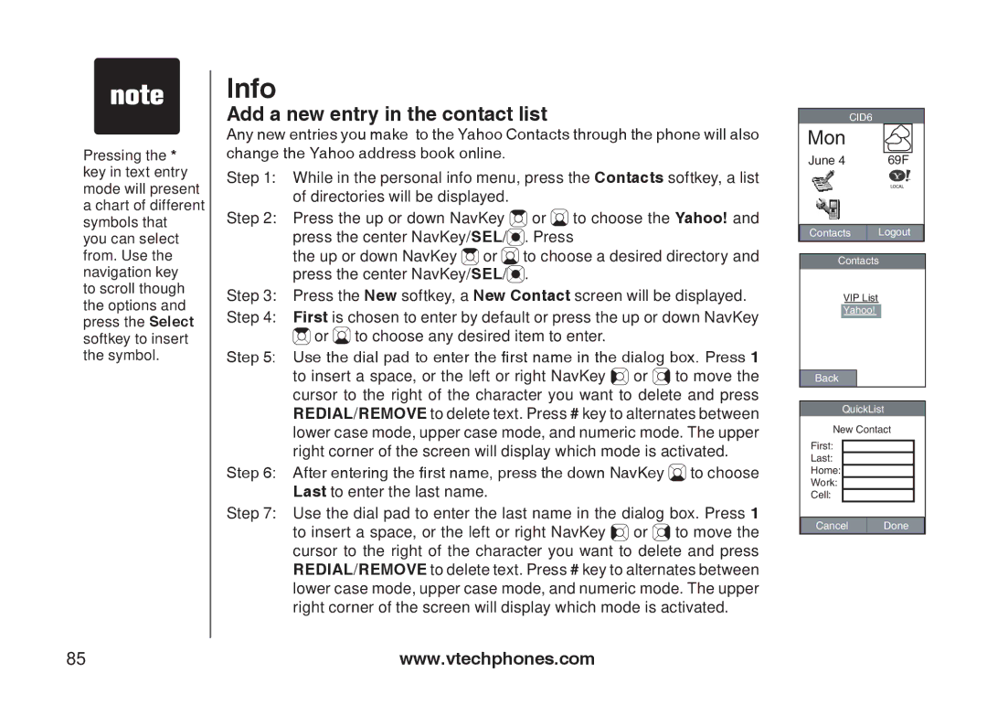 VTech IP8300 user manual Add a new entry in the contact list 