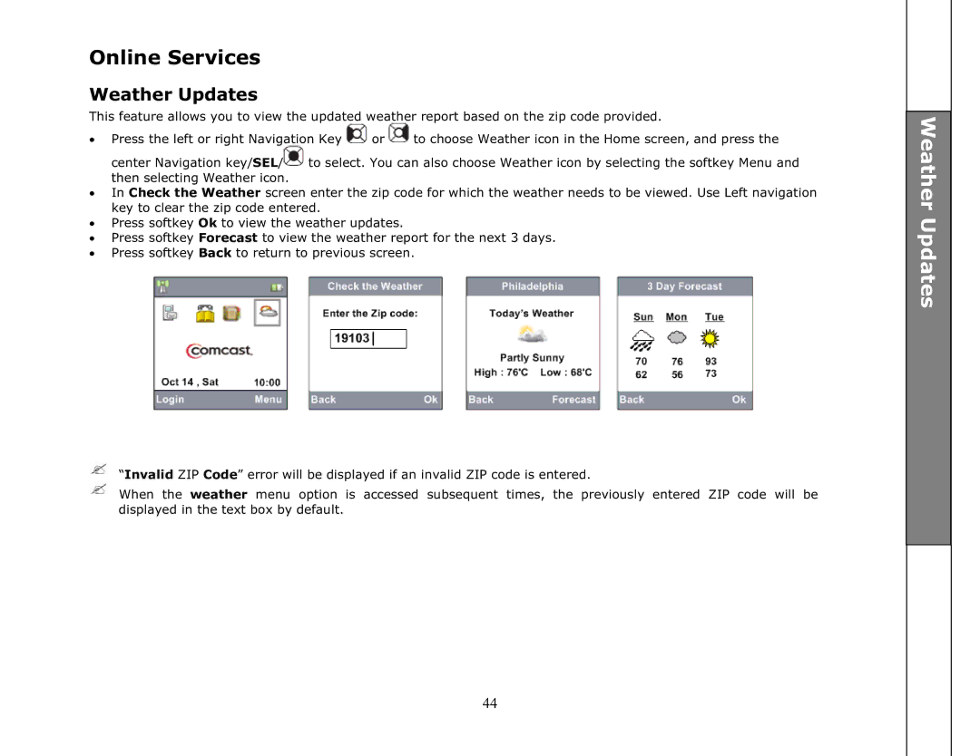 VTech ip8301 manual Online Services, Weather Updates 