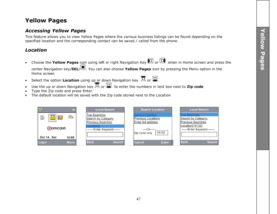 VTech ip8301 manual Accessing Yellow Pages, Location 