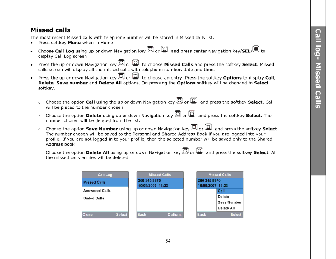 VTech ip8301 manual Missed calls 