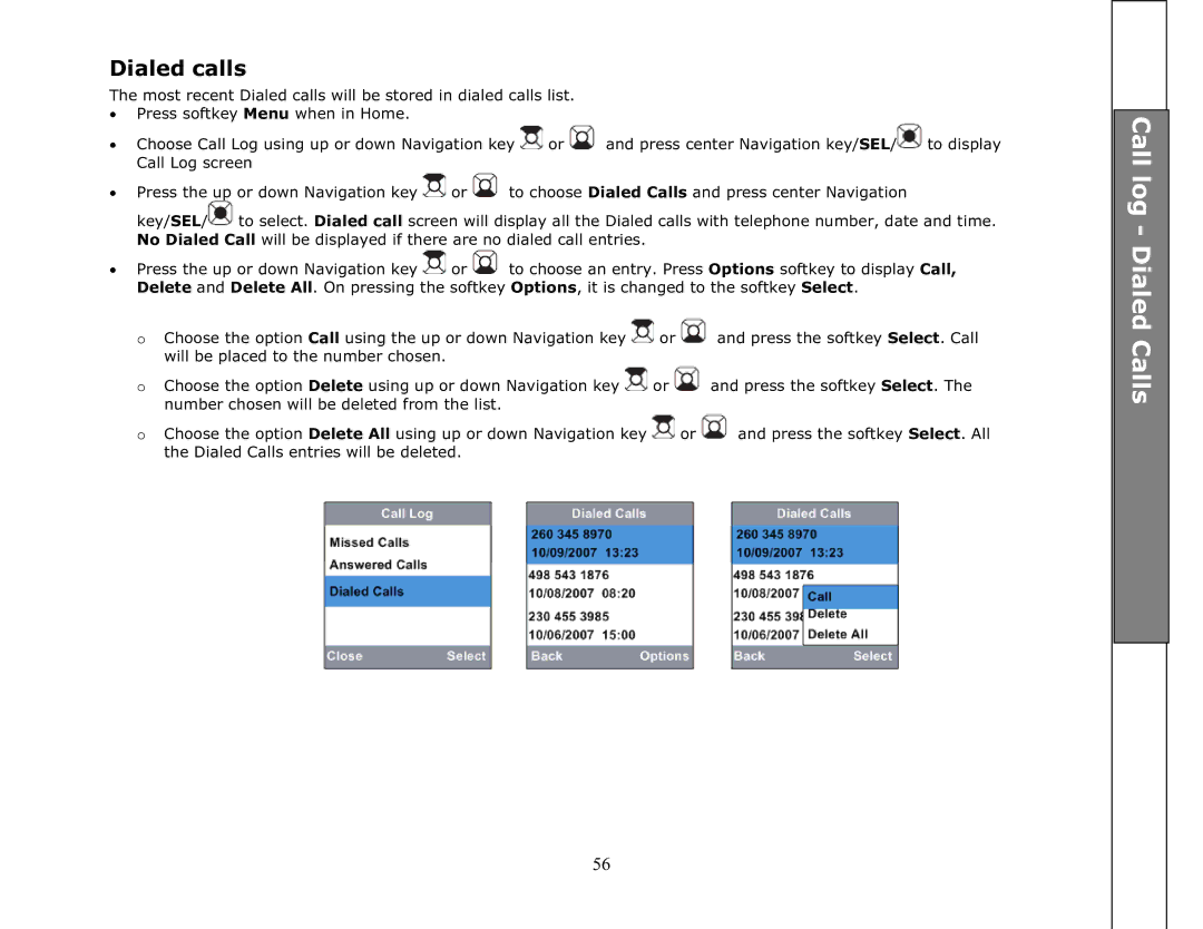 VTech ip8301 manual Dialed calls 