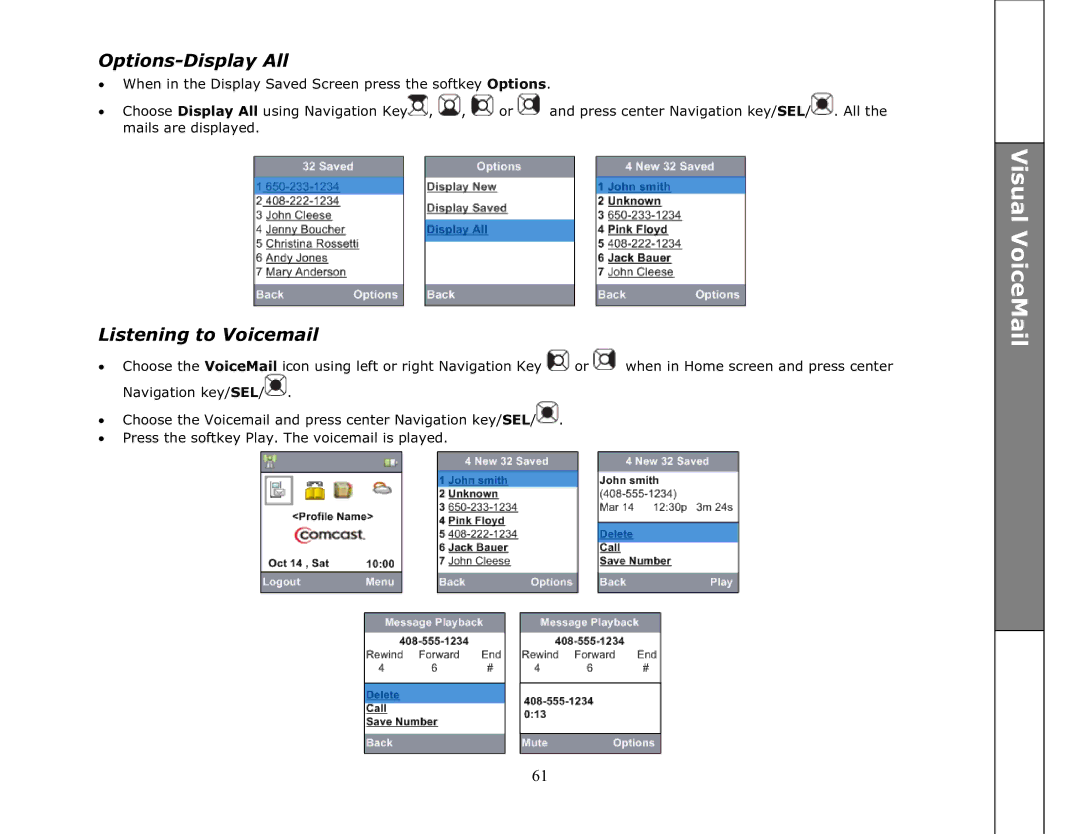 VTech ip8301 manual Options-Display All, Listening to Voicemail 