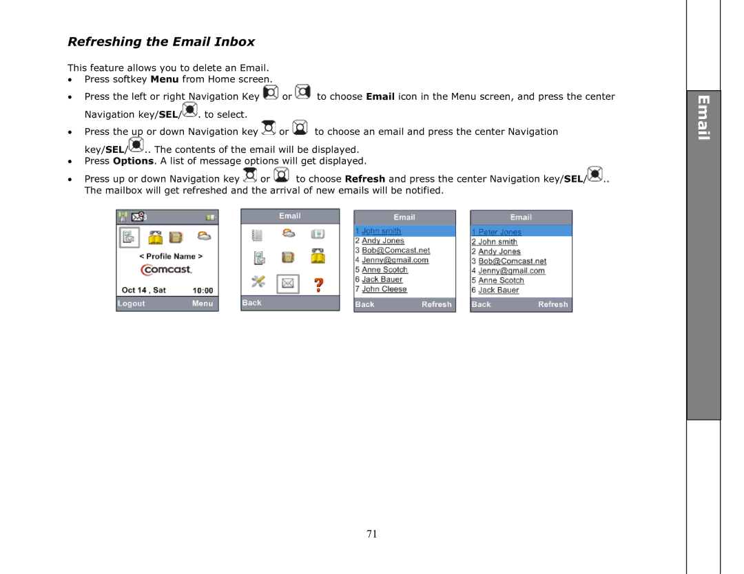 VTech ip8301 manual Refreshing the Email Inbox 