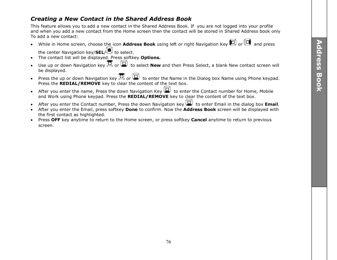 VTech ip8301 manual Creating a New Contact in the Shared Address Book 