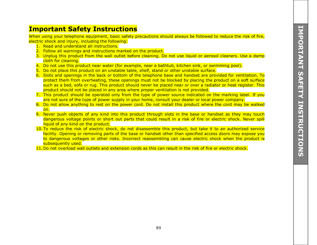 VTech ip8301 manual Important Safety Instructions 