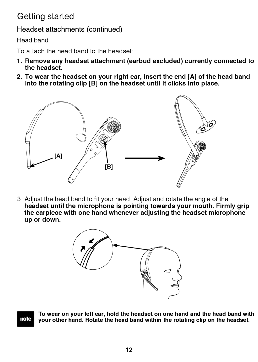 VTech LS6375-3, IS6100, LS6325-2 user manual Head band To attach the head band to the headset 