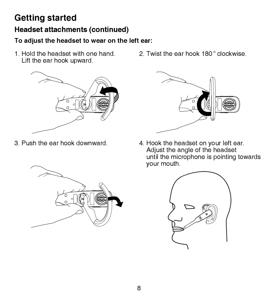 VTech IS6100 user manual To adjust the headset to wear on the left ear 