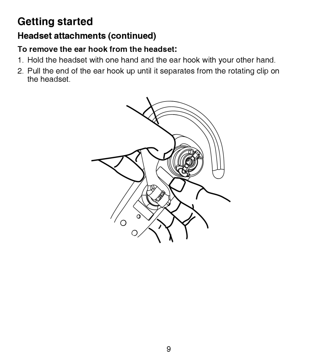 VTech IS6100 user manual To remove the ear hook from the headset 