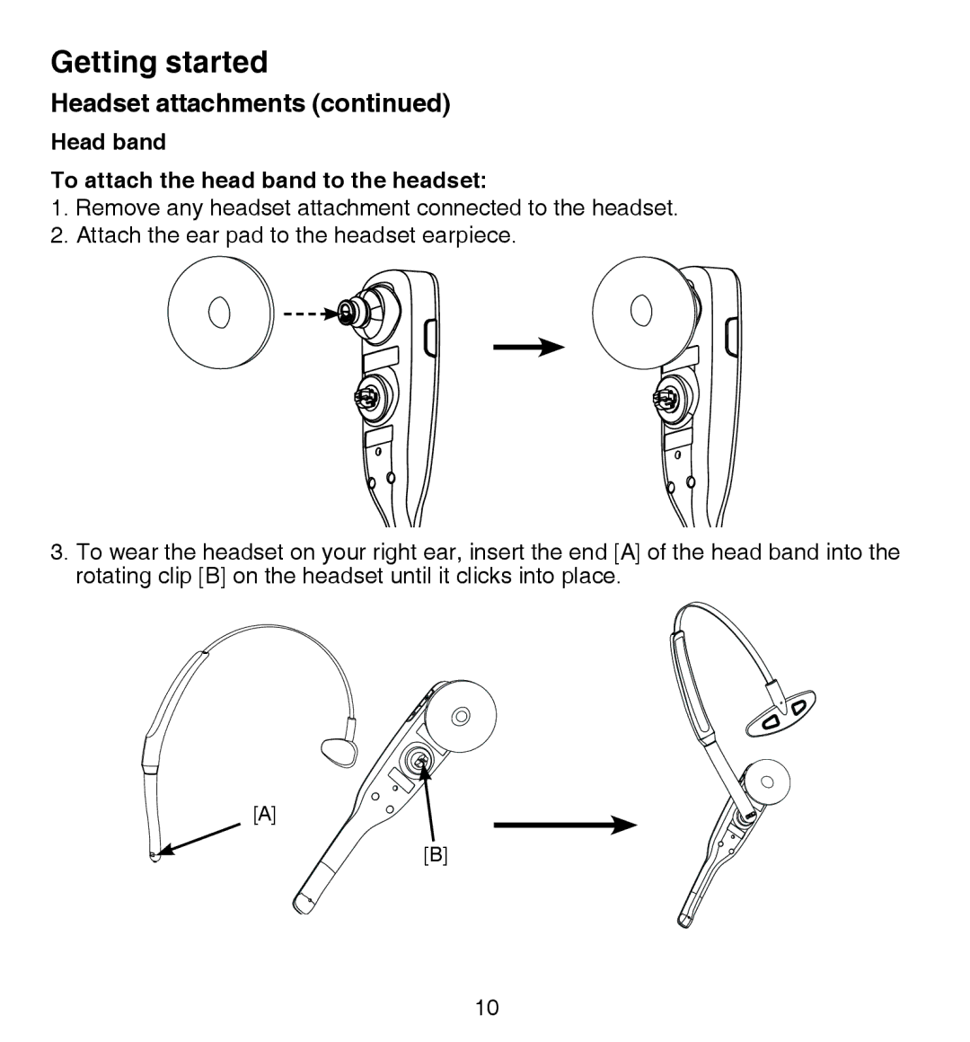 VTech IS6100 user manual Head band To attach the head band to the headset 