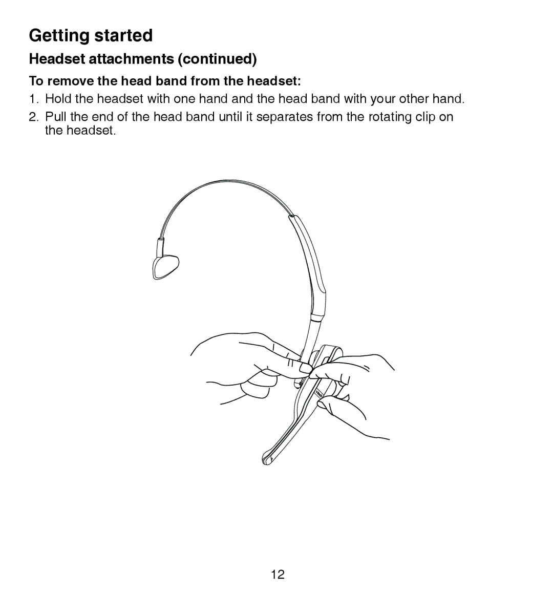 VTech IS6100 user manual To remove the head band from the headset 