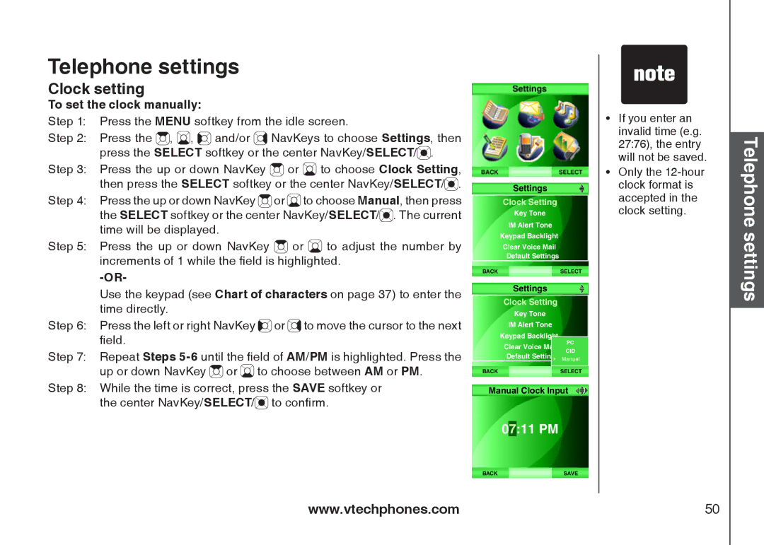 VTech IS6110 user manual 0711 PM, To set the clock manually 