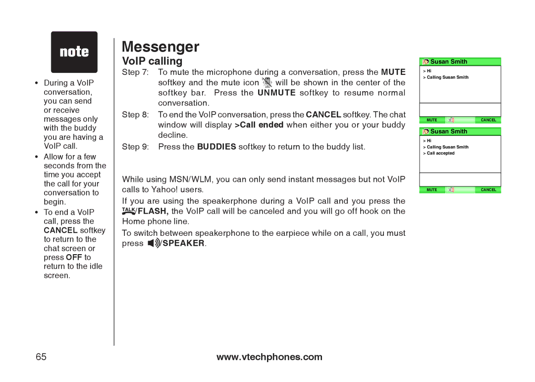 VTech IS6110 user manual Mute Cancel 