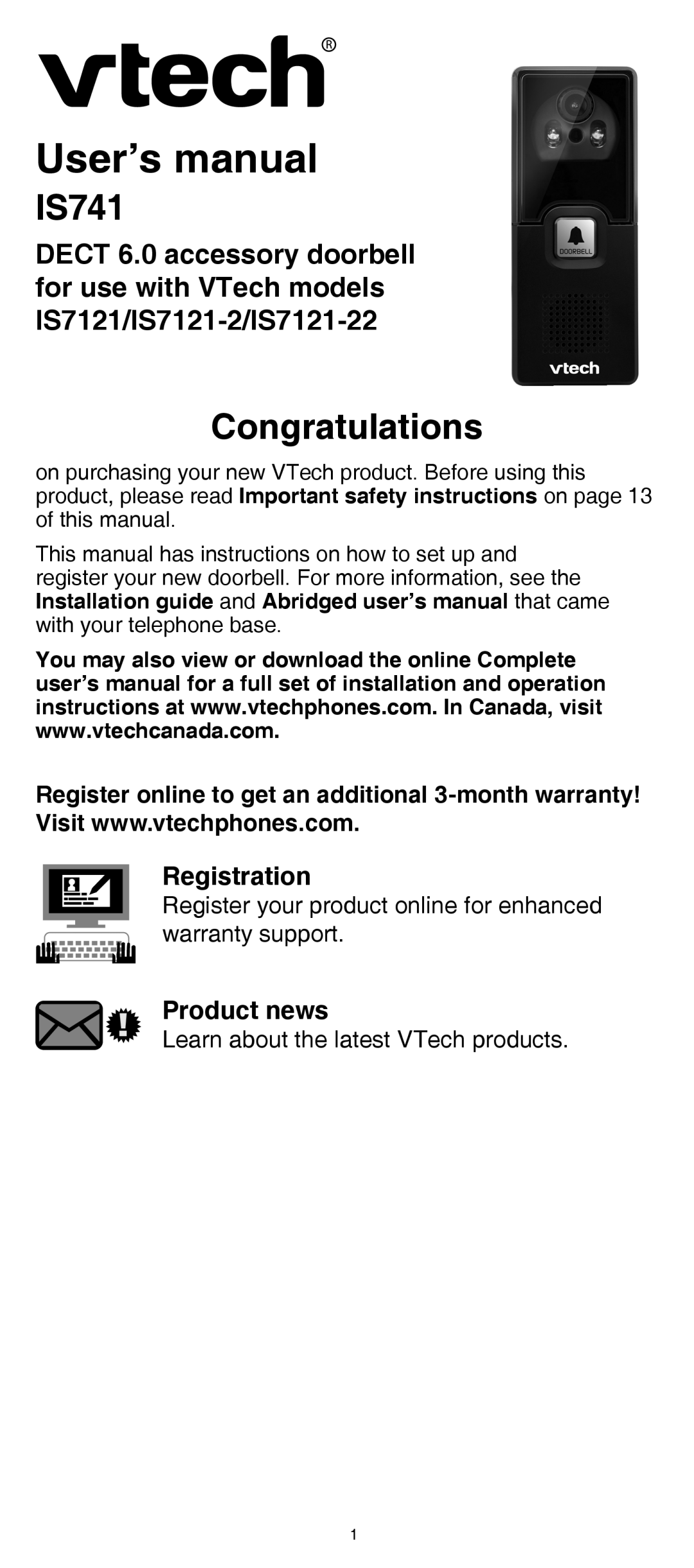 VTech IS7121/IS7121-2/IS7121-22 user manual User’s manual 