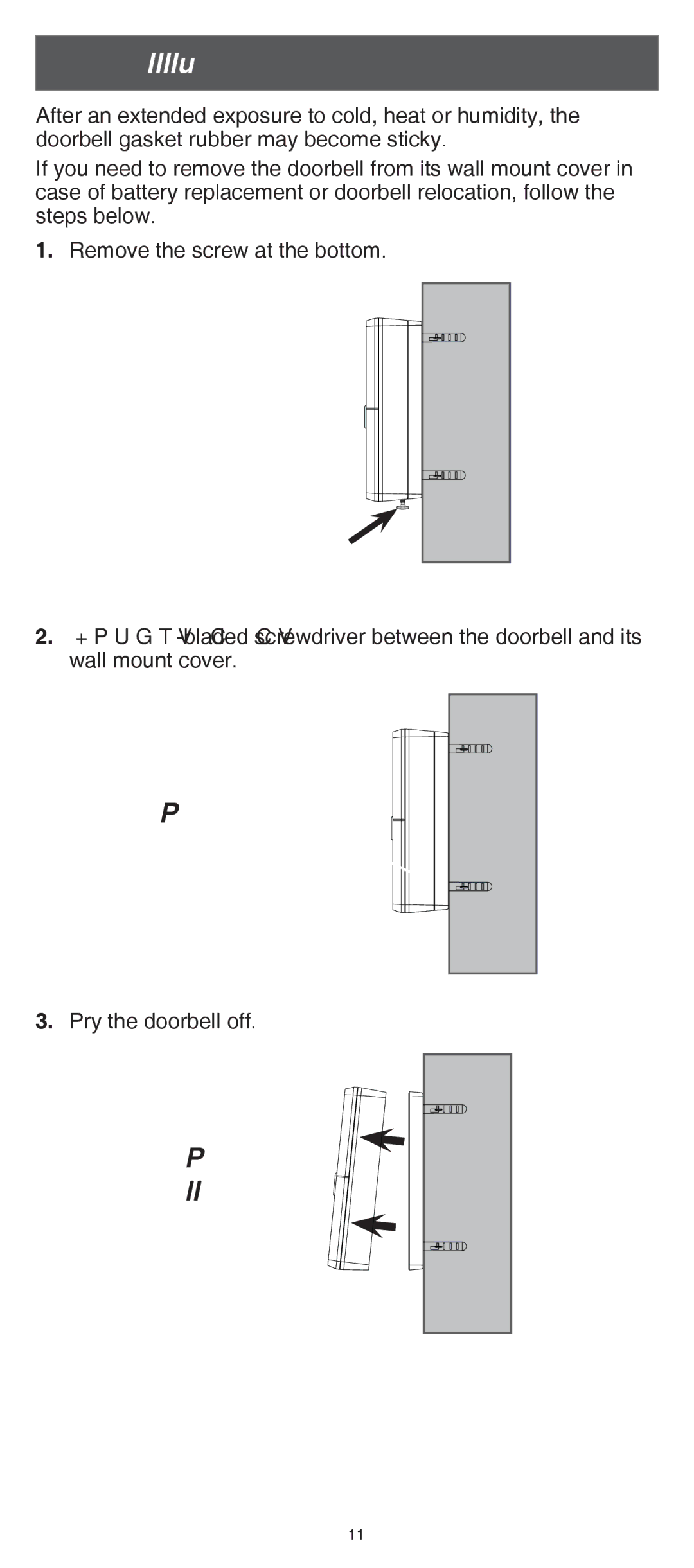 VTech IS7121/IS7121-2/IS7121-22 user manual Detach doorbell from wall mount cover 