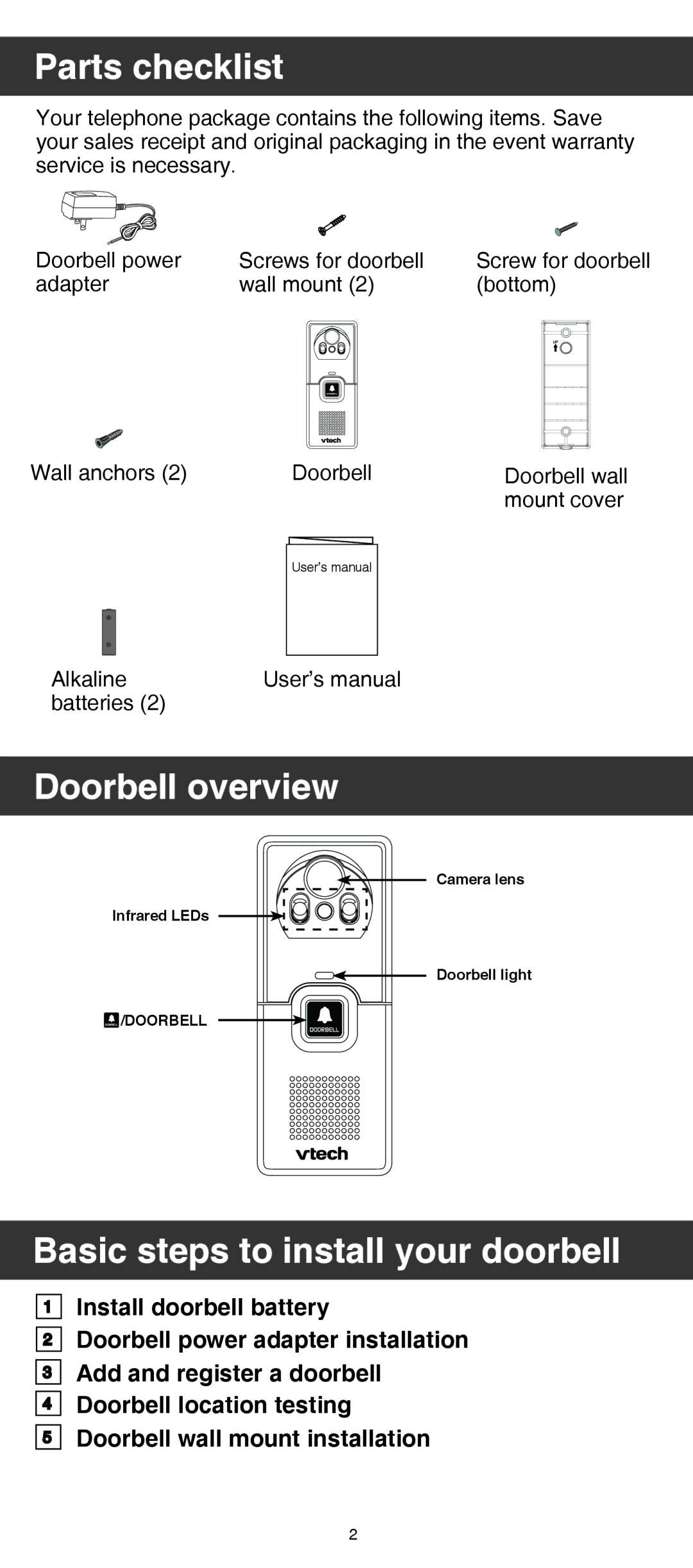 VTech IS7121/IS7121-2/IS7121-22 user manual Doorbell overview 